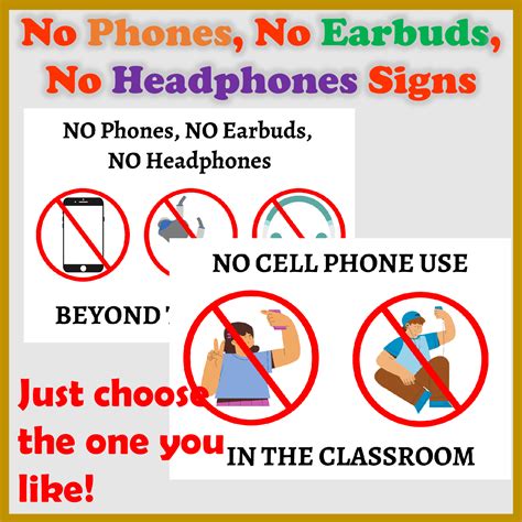 No Phones No Earbuds No Headphones Signs 13 Different Posters