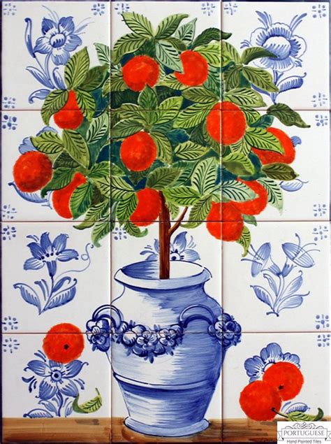 Decorative Hand Painted Tiles Fruit Tree Ref Pt2187 Etsy Painting