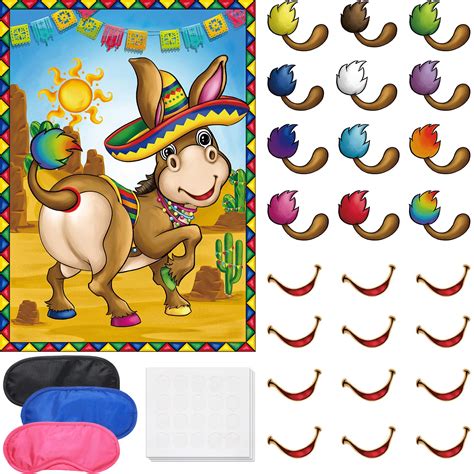 Buy Mexican Fiesta Party Games Pin The Mouth And Tail On The Donkey