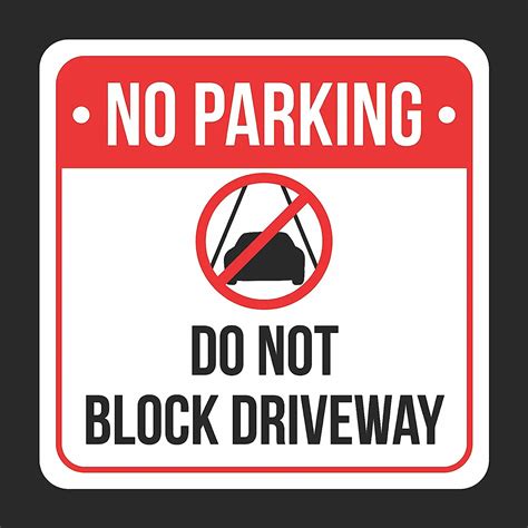 Buy No Parking Do Not Block Driveway With Symbol Print Black White And