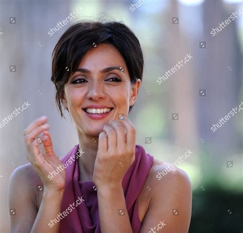 Italia Actress Ambra Angiolini Poses During Editorial Stock Photo