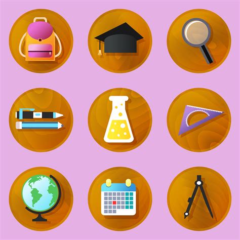 Wooden Education Icons 454300 Vector Art At Vecteezy