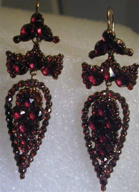 Antique Bohemian Garnet Drop Earrings At Stdibs