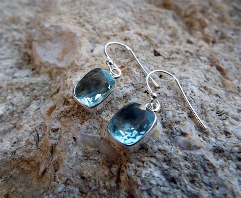 Sterling Silver Aquamarine Earrings Drop Dangle Handmade Jewelry
