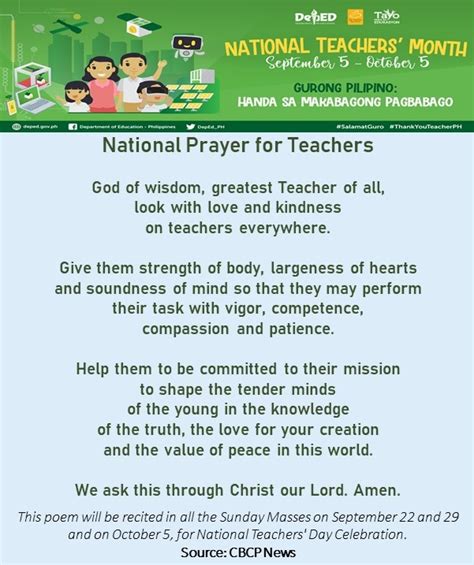 National Prayer For Teachers Depedtambayanph
