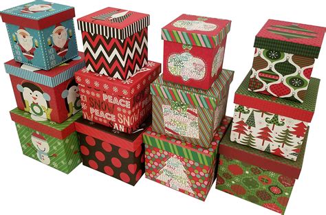 Christmas Boxes 16 Count Nested Assorted Large Set With Many Sizes
