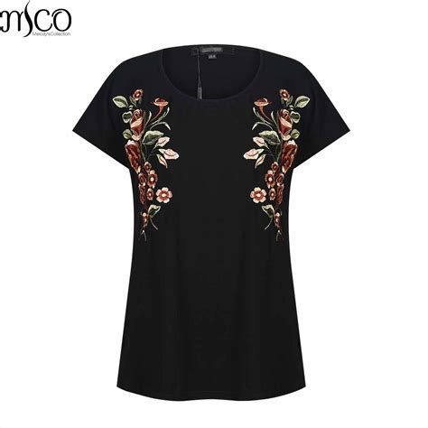 Fashion Floral Print Plus Size Basic T Shirt Summer Short Sleeves