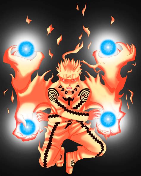 Naruto Kyuubi Mode Four Rasengans By B1uew0lf On Deviantart