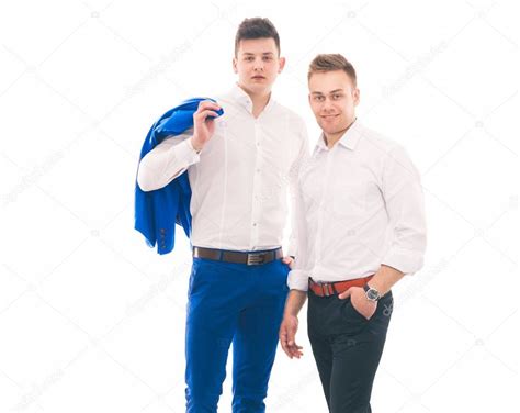 Babe Two Men Standing Isolated On White Background Stock Photo Affiliate Standing