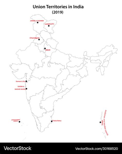 Union Territories In India Royalty Free Vector Image