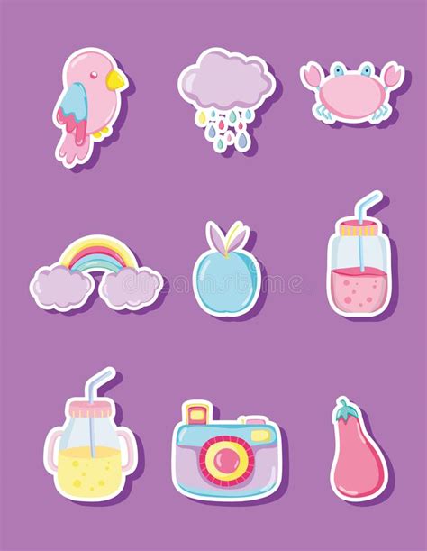 Punchy Pastel Cartoons Collection Stock Vector Illustration Of Camera