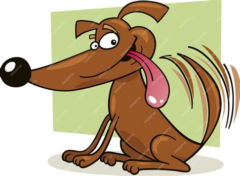 Premium Vector Dog Wagging His Tail Cartoon