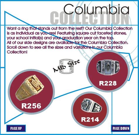 Columbia Class Ring Styles