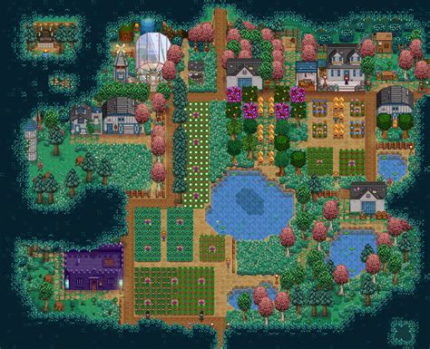 I made this farm to mess around and play with mods, ended up designing this layout. Habersham Farm, Spring Year 7 : FarmsofStardewValley ...