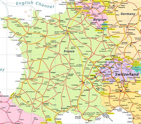 Highways Map Of France And Switzerland Switzerland Europe