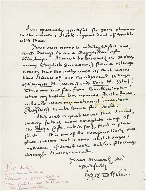 Tolkien Handwritten Letter With Jrr Tolkien Signature Lettering