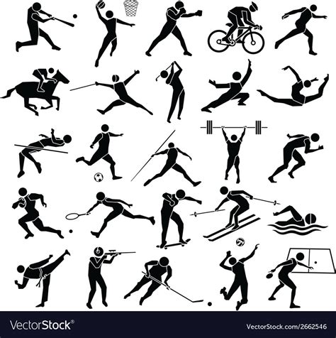 Sport Icon Sports Icon Collection Set Of Black And White Sport Icons Canstock Fitness And