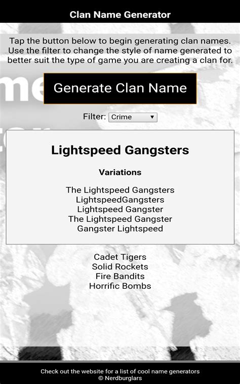 Gaming Clan Name Generatorukappstore For Android