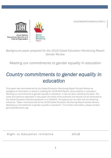 Country Commitments To Gender Equality In Education
