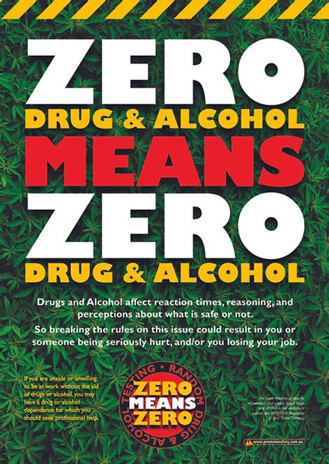 Zero Drug And Alcohol Policy Safety Posters Promote Safety