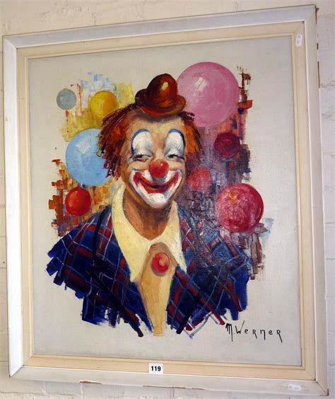 Oil Portrait Of Coco The Clown By M Werner 1879 1948 Clown