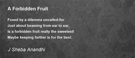 A Forbidden Fruit A Forbidden Fruit Poem By J Sheba Anandhi