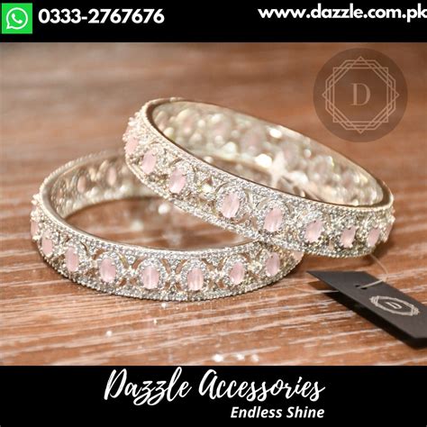 Pink Silver Bangles Dazzle Accessories