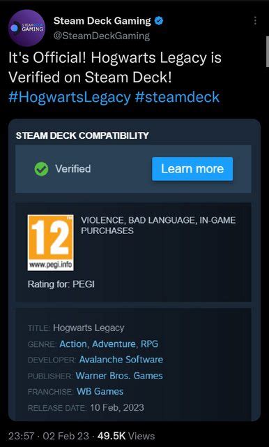 Valve Verified Hogwarts Legacy Ganker