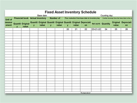 Fixed Asset Schedule Template Database