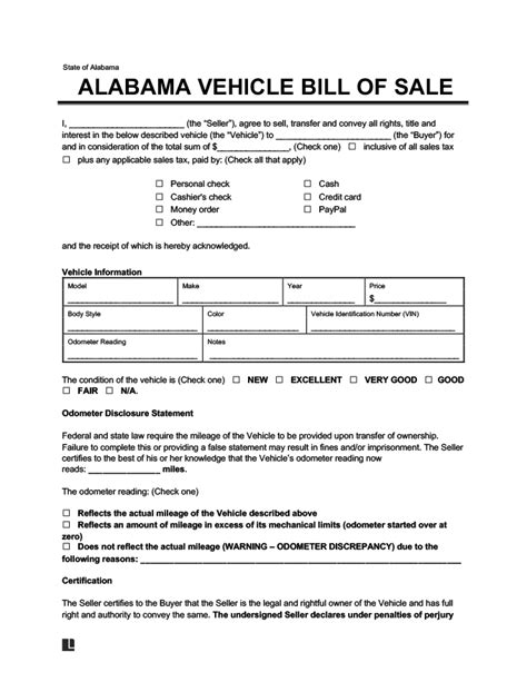 William patrick lay, james mitchell and. Free Alabama Bill of Sale Form - PDF Template | LegalTemplates