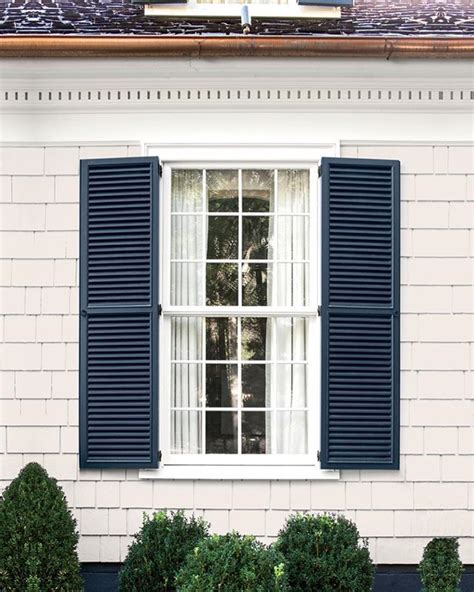 Navy Blue House Shutters Painted Brick House Cottage Exterior