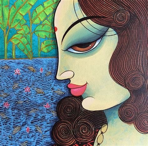 Indian Painting Woman Side Face By Varsha Kharatmal 12