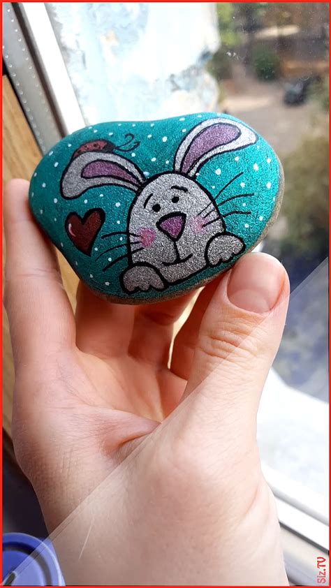 Cute Glitter Rabbit Painted Rock Cute Glitter Rabbit Painted Rock
