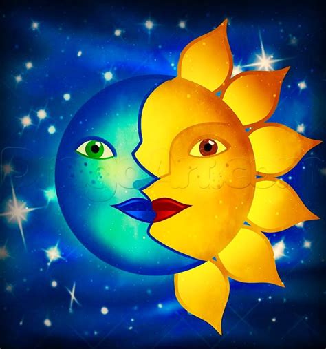 Pin By Belinda Kalush On Whimsical Pics Moon And Sun Painting Sun