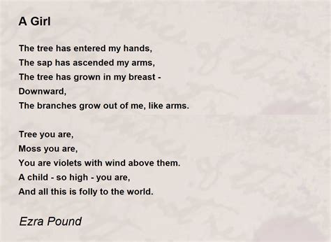 A Girl Poem By Ezra Pound Poem Hunter
