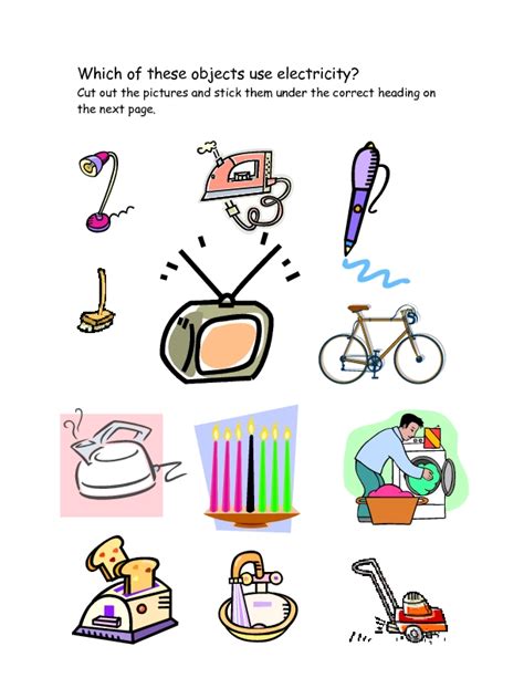 Worksheets Things That Use Electricity In Home