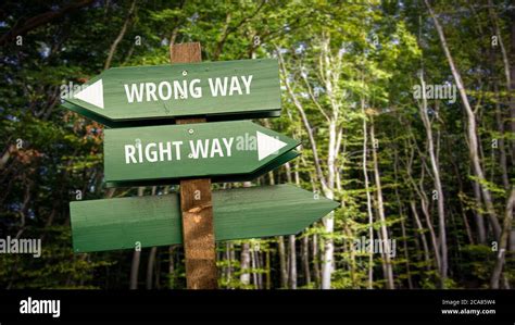 Street Sign Right Way Versus Wrong Way Stock Photo Alamy