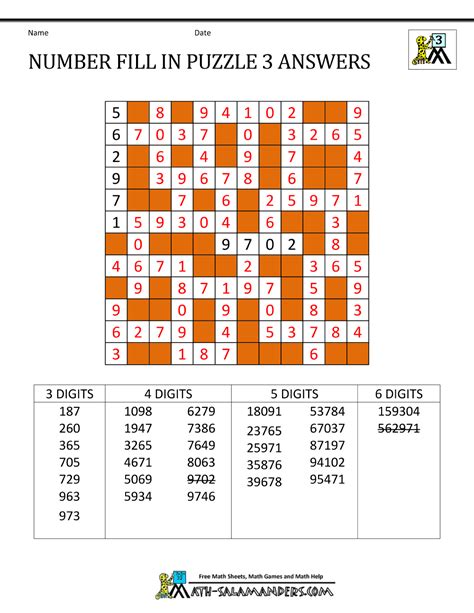 This puzzle is slightly difficult but this is fun to play if you like word games. Number Fill in Puzzles