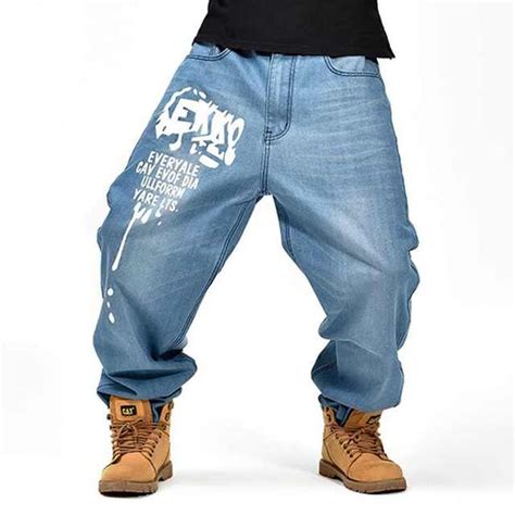 New Mens Hip Hop Baggy Jeans For Street Dancing And Skateboard Loose Fit
