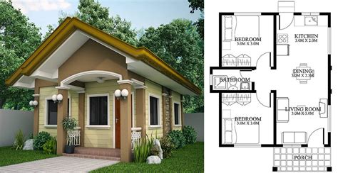 2 Bedroom Small House Design With Floor Plan House Plans 7x7 With 2