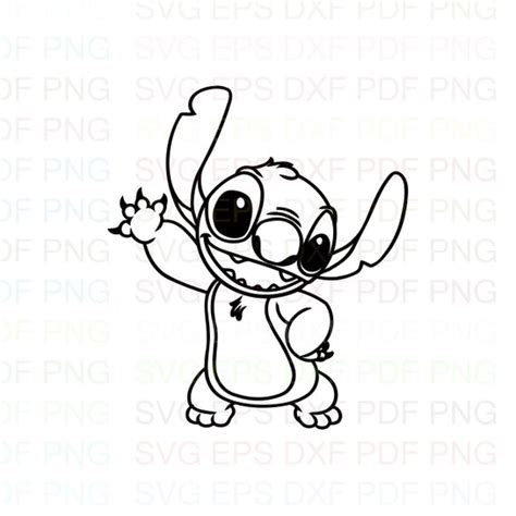 Stitch Lilo And Stitch Say Hi Outline Svg Stitch Silhouette Etsy