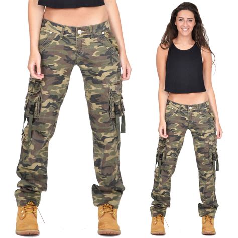 Ladies Womens Army Military Green Camouflage Cargo Pants Jeans Combat Trousers Ebay Army Pants