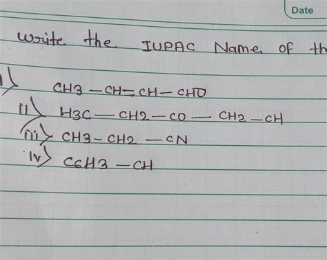 Write The Iupac Name Of The Following Ch Ch Ch Cho H C Ch Co
