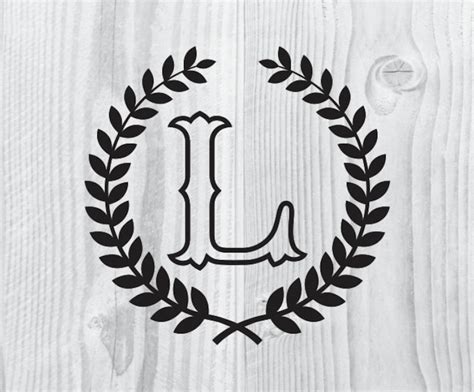Letter L With Laurel Wreath Cricut Svg Design Clipart Monogram Etsy