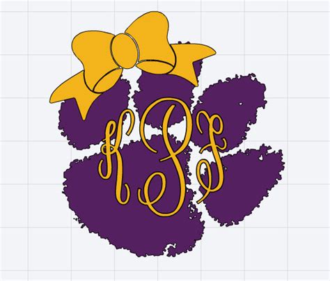 Download Monogrammed LSU Tigers Paw Print with Bow Decal ...