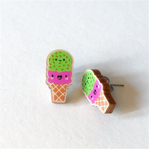 Ice Cream Cutie Kawaii Earrings Letterpress Jess