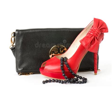 Shoes With Handbag And Golden Jewelry Stock Image Image Of Beauty
