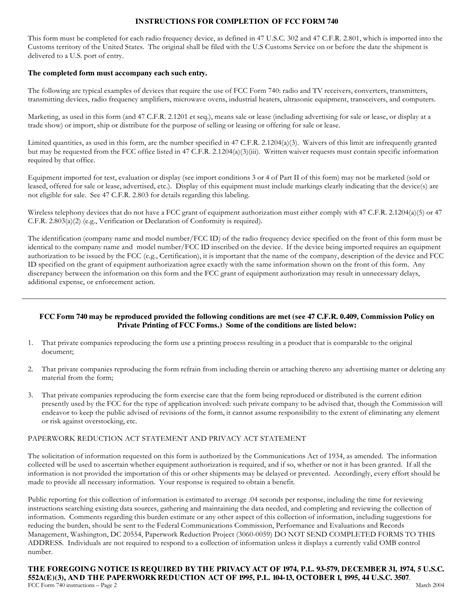 Fcc Form 740 Download Printable Pdf Or Fill Online Statement Regarding