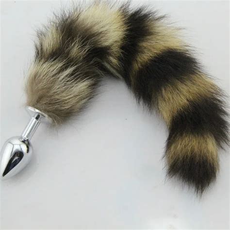 Colored Wild Fox Tail Anal Plug Stainless Steel Butt Plug 98 Inch Long Faux Fur Tail Cosplay