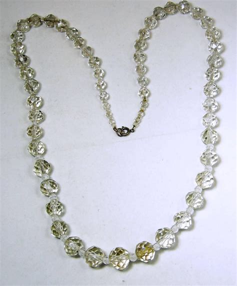 Vintage S Crystal Bead Necklace Beaded Necklace Crystal Bead